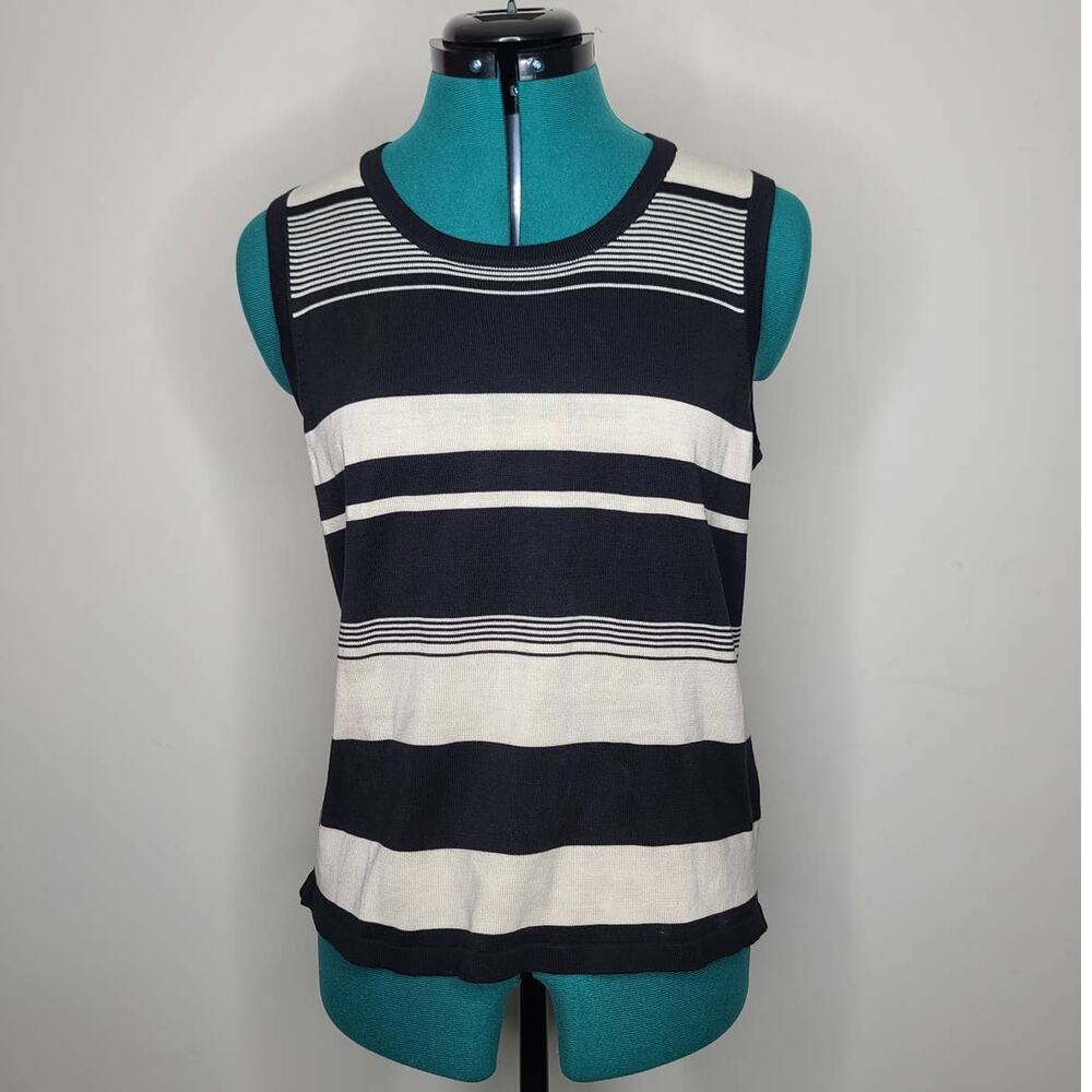 NWT Charter Club cream black silk blend tank - petite medium